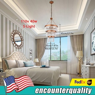 For Living Room Gold Bohemia New Distressed Wooden Beads Chandelier Lighting US
