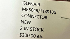 Glenair Connector M85049/118S18S 2-Pin Crimp 16-20AWG Silver