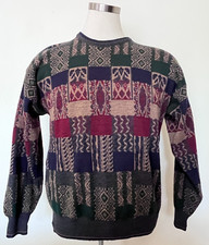 Italian Sweater Co. Mens Sweater Size Large Vintage Wool Geometric Italy