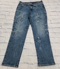 Chicos WOMENS 1R US 8R So Sliming Embellished Girlfriend Slim Leg Ankle Jeans