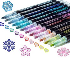 Glitter Markers Self Outline Pens Metallic: 12 Shimmer Tween Teen Girl Gifts ...
