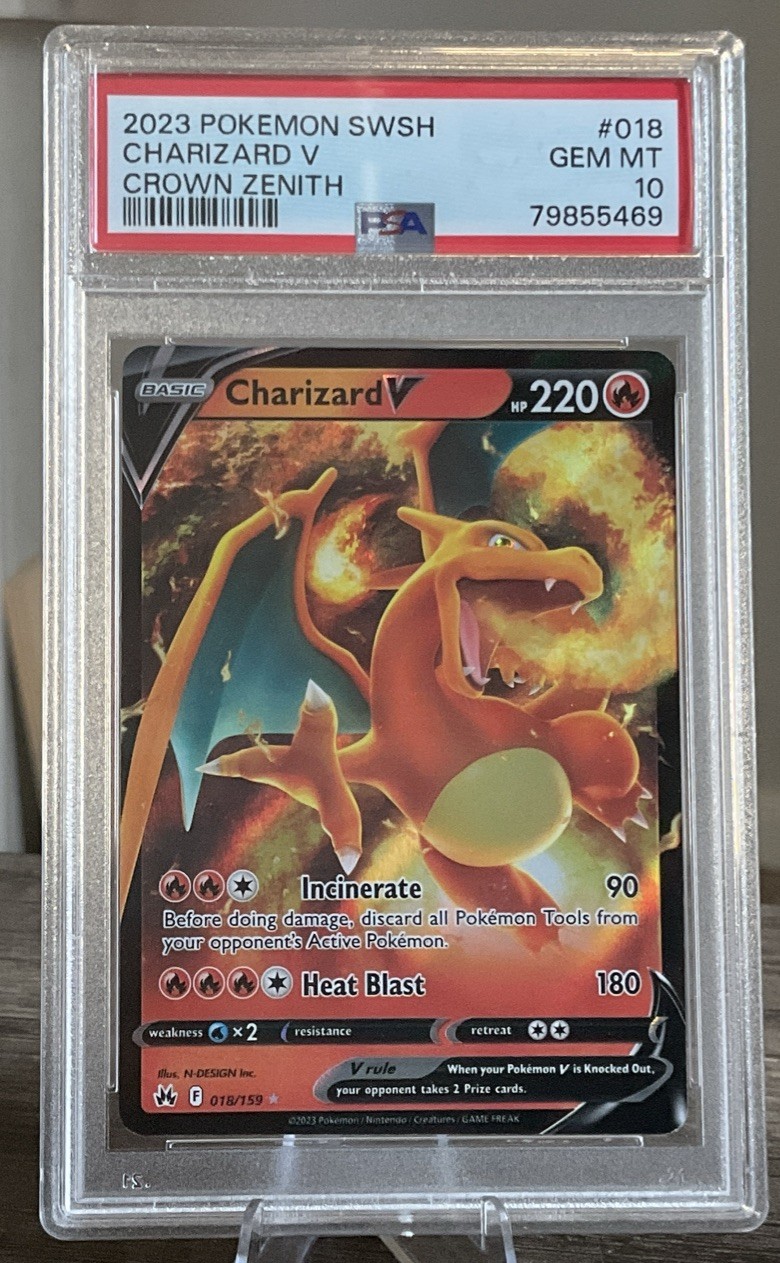 Pokémon TCG Charizard v Crown Zenith Holo Ultra Rare Card 018/159 PSA GEM MT 10