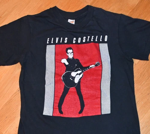 ELVIS COSTELLO Rare! Concert Tour rock ban 1970s vintage concert t-shirt, vintage, size XS, single stitch, B+ condition
