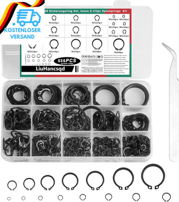 Sprengring Set, 535 STK Sicherungsringe Set, Intern Außen E-Clips Sprengringe So
