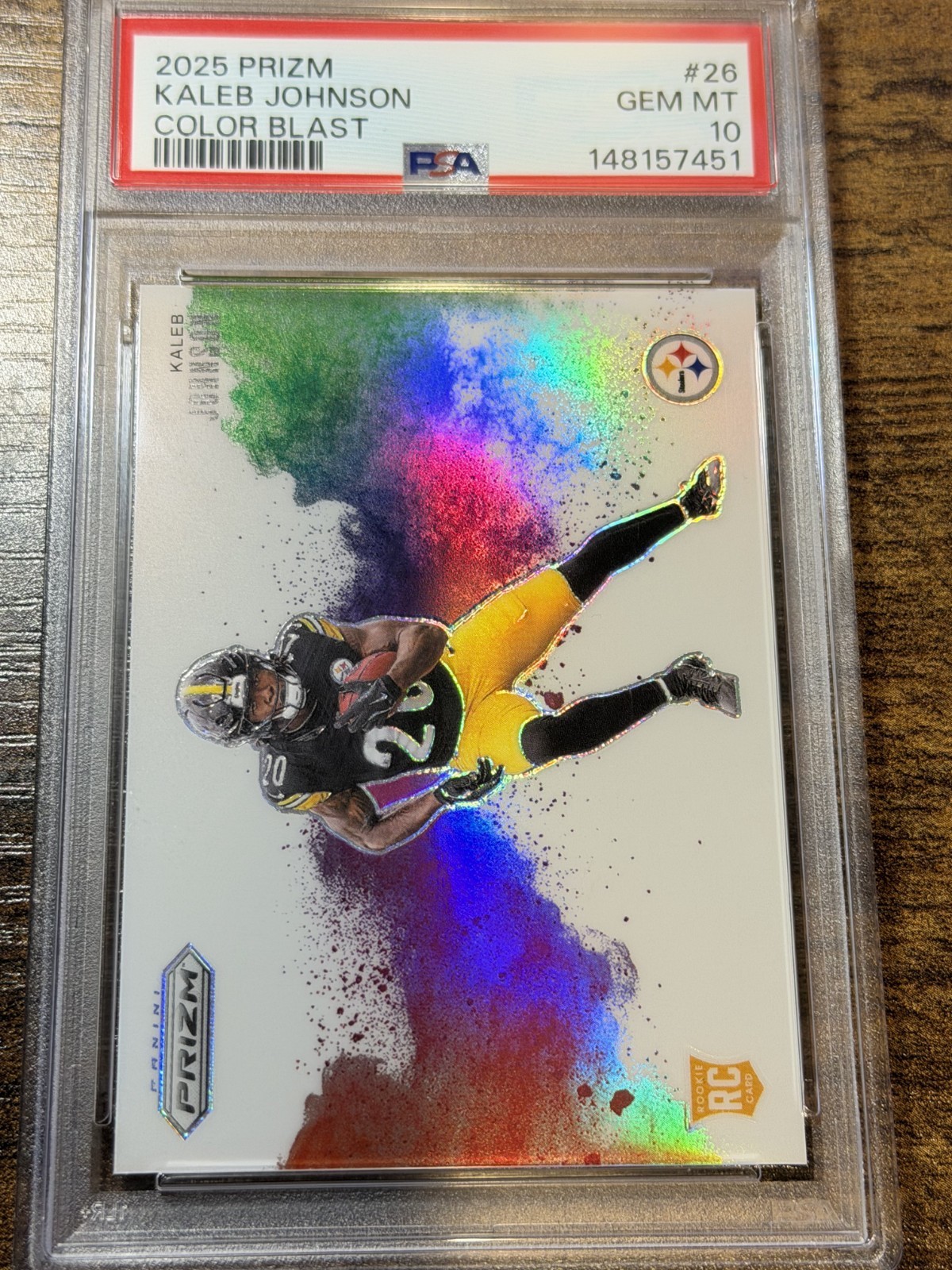 KALEB JOHNSON 2025 Panini Prizm #26 Rookie COLOR BLAST PSA 10 POP 1