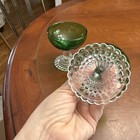 2 Anchor Hocking Bubble Foot Champagne Sherbet Glasses  Emerald Green Vintage — photo 8