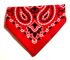 Over Collar Slide On Pet Dog Cat Bandana RED BANDANA  SMALL
