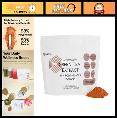 Pure Green Tea Extract Powder 98% Polyphenols, 50% EGCG, Decaf, 8 oz - Antioxida
