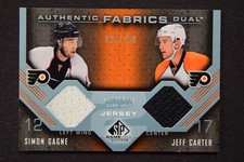 Simon Gagne Jeff Carter 2007-08 SP Game Used Authentic Fabrics Dual Jerseys /100