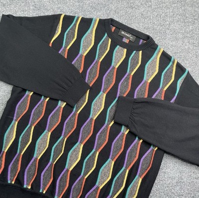 Vintage St Croix Sweater Men L Multi- Colored Cable 3D Knit Cotton Acrylic