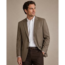 Jos A Bank Signature Collection 100 Wool Houndstooth Sport Coat Blazer 44R Brown