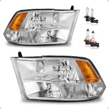 Headlights W/Bulbs for 2009-2018 Dodge Ram 1500/2010-2018 Dodge Ram 2500 3500 Qu