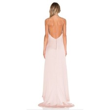 NWT Lovers Friends The Slip Satin Maxi Dress Pink-Champagne Lined Back Button