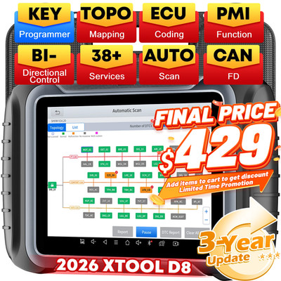 XTOOL D8 Full System Auto Diagnostic Tool OBD2 Scanner Topology Mapping 38 Reset