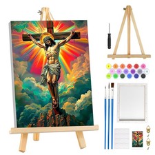 Easter Jesus Cross Paint by Numbers Kit for Adults Beginner Art Decor Set