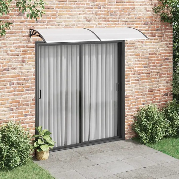 TüRvordach PC 240X75 Cm Schwarz Transparent Polycarbonat Vordach HaustüR-image