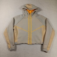 Nike Sportswear Hoodie Womens Large Tan City Ready Tech Fleece Bone Jacket