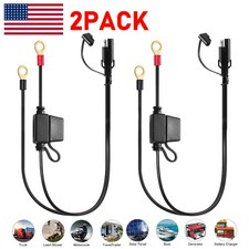 2x 2FT Battery Terminal Ring Sae Connector Harness Charger Cable Extension Cord