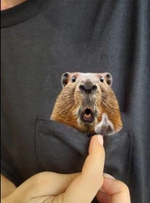 Beaver Shirt - Humor Beaver Hidden Middle Finger Pocket - Beaver T-shirt Unique