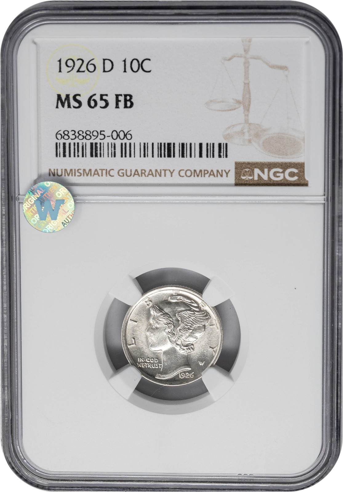 1926-D Mercury Dime 10c MS65 FB NGC 951565-2