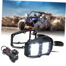UTV LED Side Rear View Mirrors with Spot Lights For 1.75"-2" Mirror With Switch