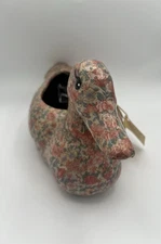 Roseville Floral Print Fabric Over Pottery Planter Vintage Pink/Purple