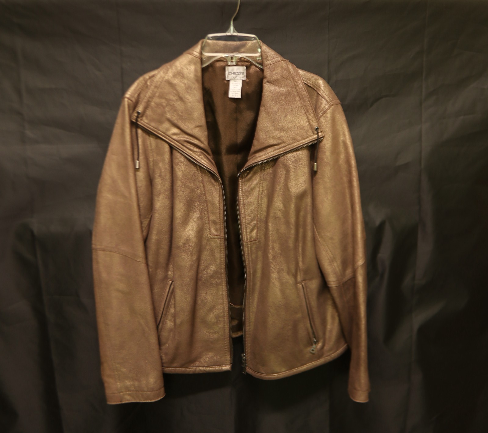 Chico's Brown Genuine 100% Leather Jacket Size 2