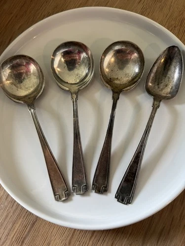 Lot of Gorham- Etruscan Sterling Silver 925- 3 Soup Spoon one Teaspoon 1913 Used