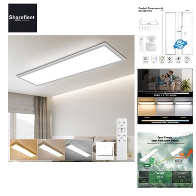 LED Panel Ceiling Light 120x30CM, Ceiling Lamp with Remote Control 40W 4800LM, D...