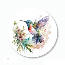 Watercolor Hummingbird Scrapbook Stickers Favors Envelope Seals Bird Labels