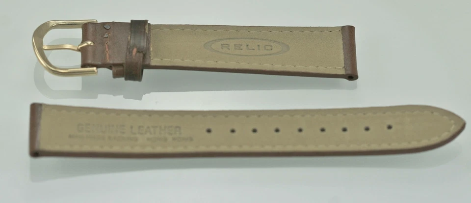 Relic Unisex Stainless Steel Brown Leather Replacement Watch Band 18mm - Image 2 of 2