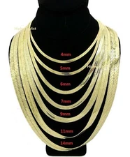 Men Herringbone Chain 14K Gold Finish 4mm to 14mm 16" 18" 20" 24" 30" Necklace