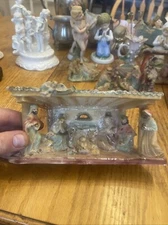 Vintage Manger Scene Soap Stone? Baby Jesus Wise Men Joseph Mary Angel Heavy