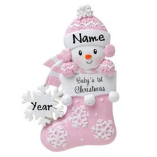 Personalized Baby in Stocking BABY'S FIRST CHRISTMAS Tree Ornament