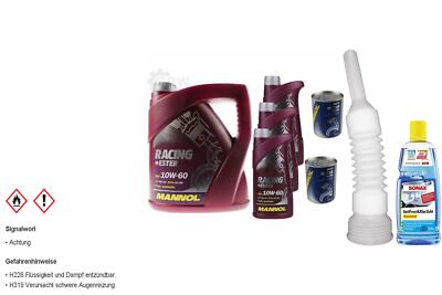 7L MANNOL Motoröl SAE 10W-60 RACING+ESTER inkl. Additiv Auslaufschlauch