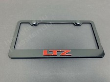 1x Marco de matrícula de acero inoxidable negro emblema 3D rojo "LTZ" LIBRE DE ÓXIDO + tapa de rosca