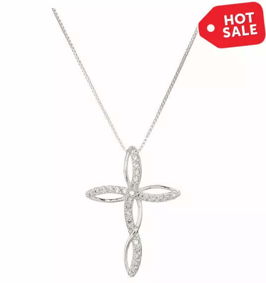 Women White Gold Plated Infinity Love Cross Pendant Necklace Gift