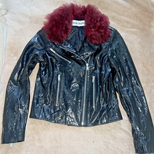 Nour Hammour Lamb Skin Bikers Jacket With Four Collar Size 36 Extra Small
