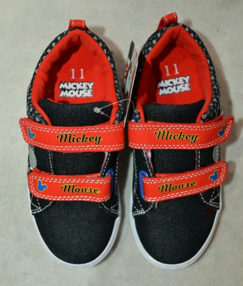 Zapatillas Disney Niño Mickey Mouse 2 Correa Negro/Rojo Iluminadas-Talla 9/10/12 Nuevas con Etiquetas Foto 2 de 4