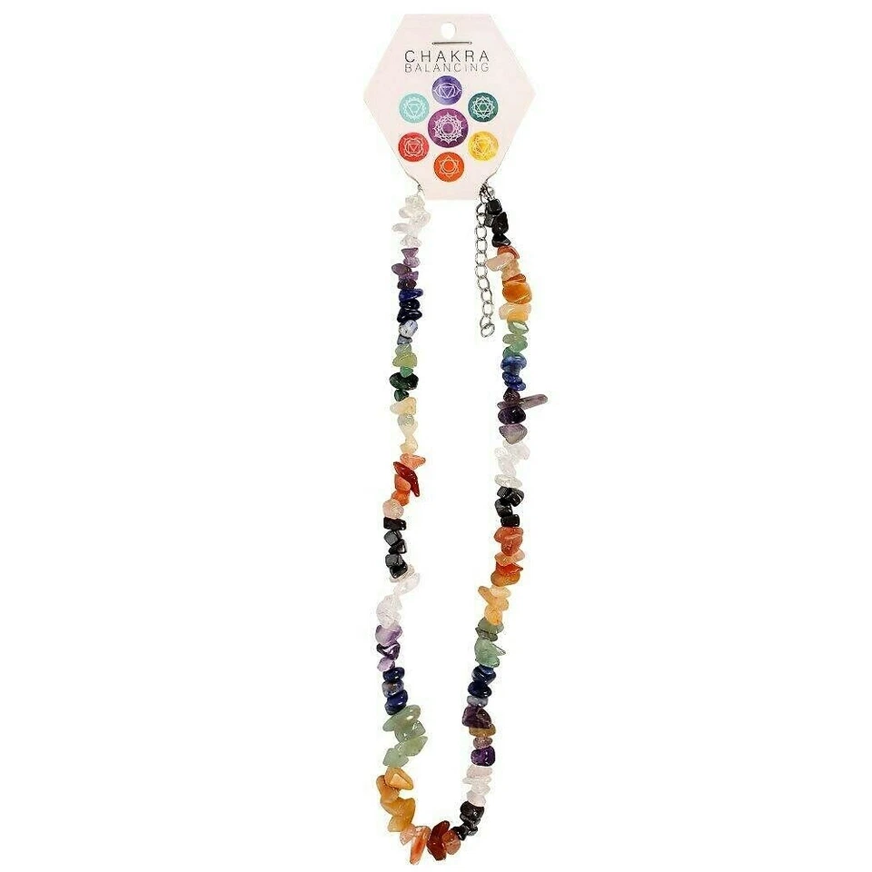 7 Chakra Necklace Crystal Reiki Balancing Gemstone Multi Coloured Necklace 45cm - Image 2 of 2