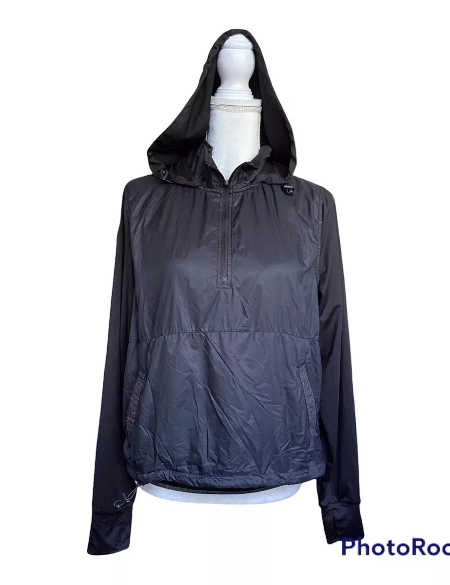 Avia Women's athletic black pullover double layer windbreaker jacket Size M