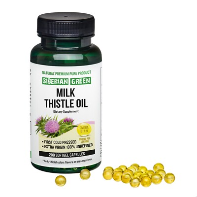 #ad Siberian Milk Thistle Oil 200 Caps Cold Pressed Unrefined Wild Harvested Natural $19.95