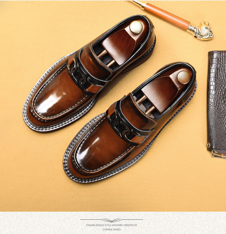 SAOLA Scarpe eleganti uomo pelle mocassini casual business slip on punta tonda britain chic