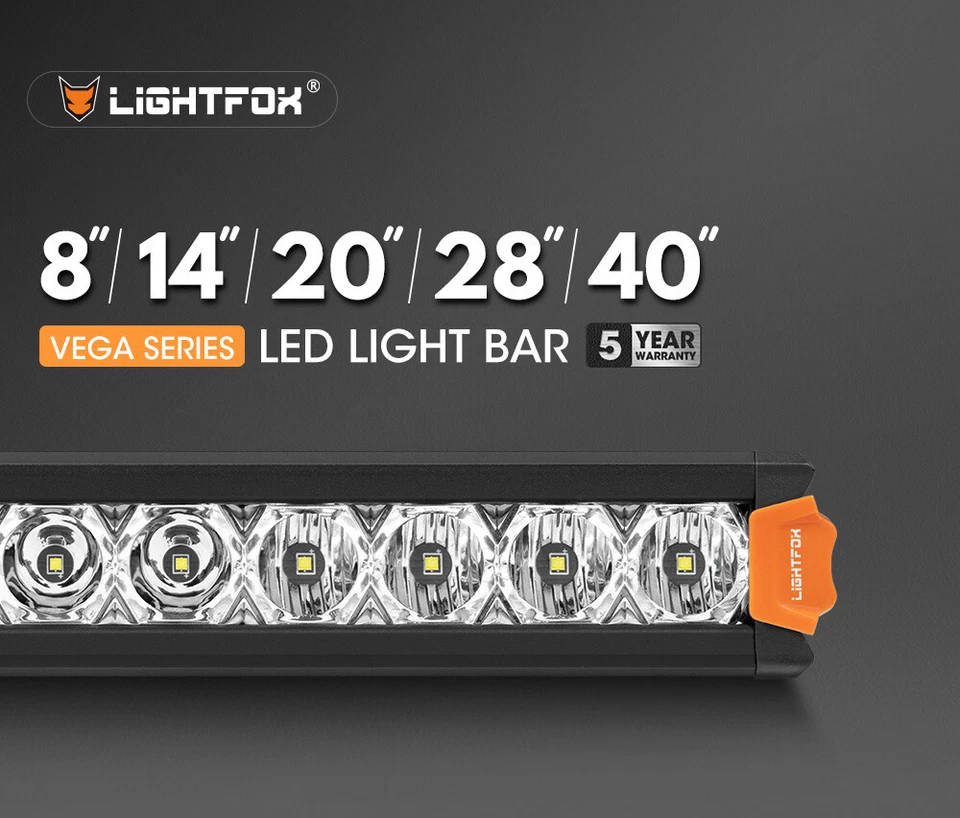 Lightfox 8" 14" 20" 28" 40" Osram LED Light Bar Single Row Flood Beam Offroad - image 2 of 4