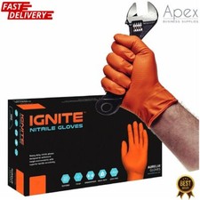 Ignite Orange Nitrile Gloves Mechanic High Density Diamond Grip Orange Gloves