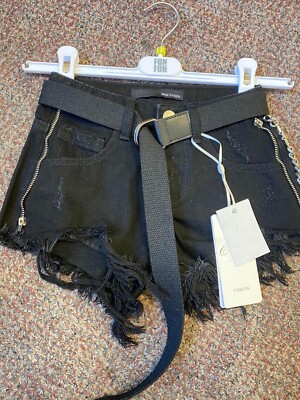 Fun & Fun Designer Mädchen schwarz Distressed Denim Hotpant Shorts Alter 7-8 Jahre