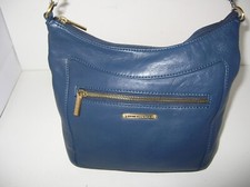 Stone Mountain Hampton All Leather Blue Handbag Purse Sholder Bag Hobo Crossbody