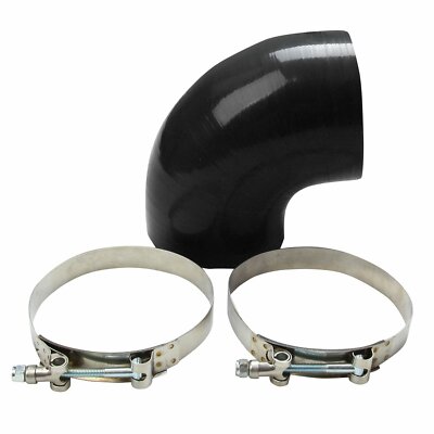 4'' 90 DEGREE ELBOW TURBO/INTAKE PIPING SILICONE COUPLER BLACK HOSE 102MM+T-CLAMP