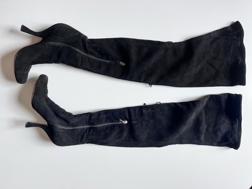 Vintage ALAÏA Suede Thigh High Lace Up Boots - Picture 4 of 4