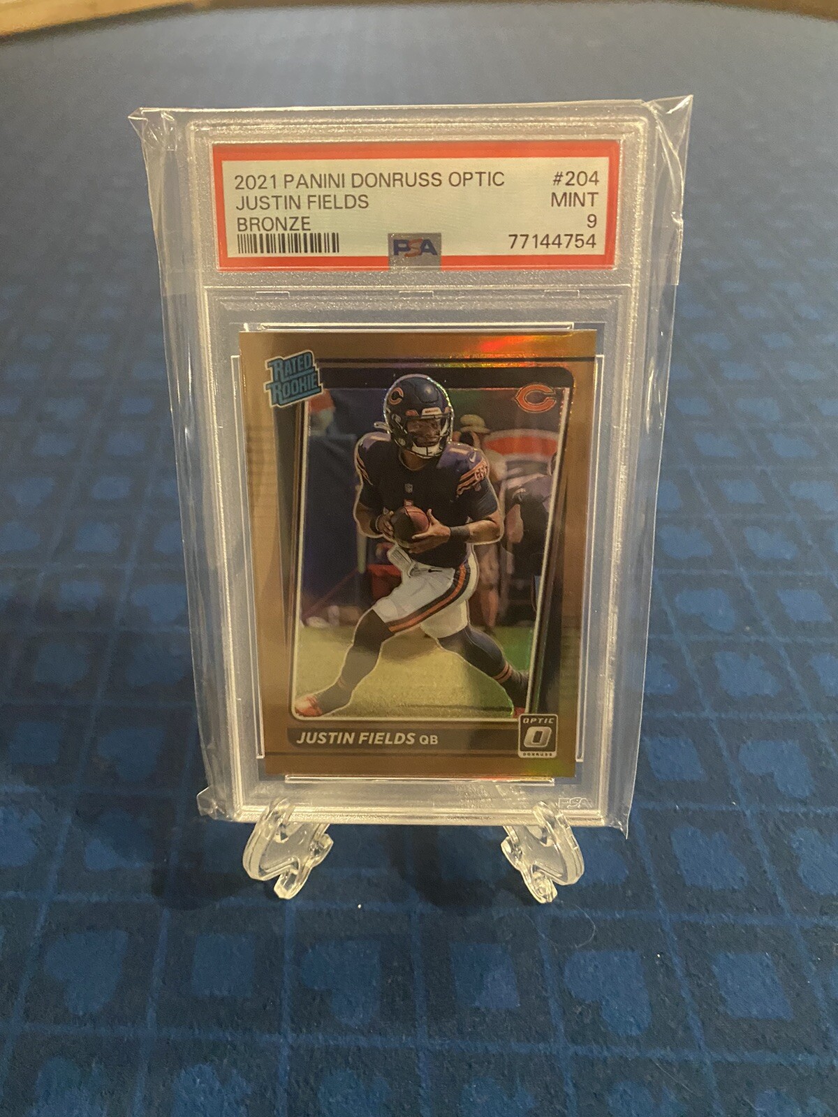 2021 Donruss Optic Justin Fields Bronze Prizm Rated Rookie Card RC #204 PSA 9